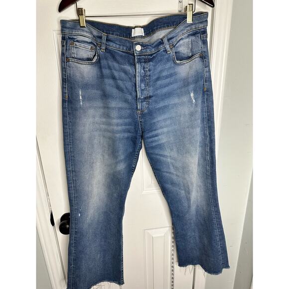 Boyish Brady Jeans Mercy Island button fly wide leg flare raw hem Size 32 - Picture 2 of 12